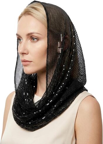 غطاء محرك السيارة بالترتر، وشاح رأس للجنسين، زي المهرجانات، إكسسوارات للنساء من Raves Gear (أسود) in Kuwait