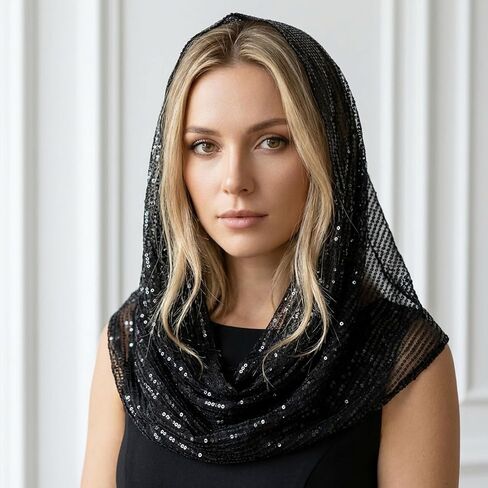 غطاء محرك السيارة بالترتر، وشاح رأس للجنسين، زي المهرجانات، إكسسوارات للنساء من Raves Gear (أسود) in Kuwait