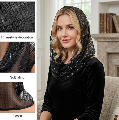 غطاء محرك السيارة بالترتر، وشاح رأس للجنسين، زي المهرجانات، إكسسوارات للنساء من Raves Gear (أسود) in Kuwait