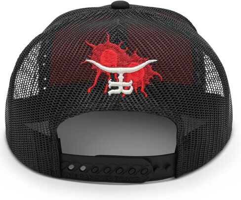 The Rancher Hat Co. Dead Man's Hand Western Trucker Hat - Flat Bill Snapback Cowboy Cap with Aces & Eights Poker Card Design, High Profile Adjustable Mesh Back Hat for Men & Women in Saudi Arabia