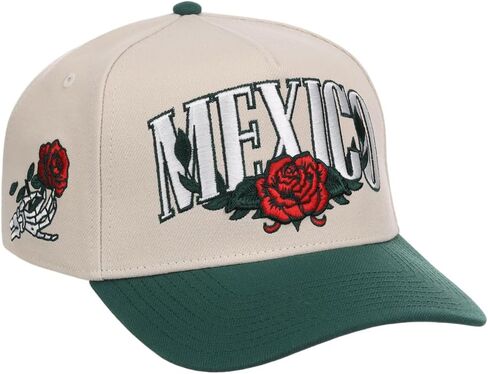 Rings & Crwns Mexico Country Pride A-Frame Adjustable Snapback Cap (Chrome/Green, One Size) in Saudi Arabia