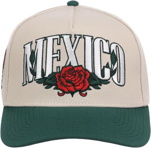 Rings & Crwns Mexico Country Pride A-Frame Adjustable Snapback Cap (Chrome/Green, One Size) in Saudi Arabia