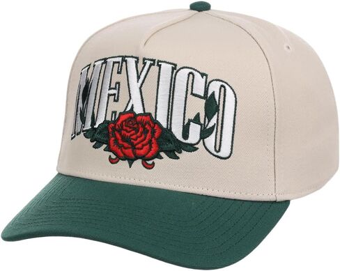 Rings & Crwns Mexico Country Pride A-Frame Adjustable Snapback Cap (Chrome/Green, One Size) in Saudi Arabia