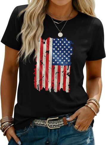 Huukeay 4th of July Shirts for Women American Flag Patriotic 250th Anniversary Independence Day Tops USA Print Outfits in Kuwait