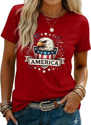 Huukeay 4th of July Shirts for Women American Flag Patriotic 250th Anniversary Independence Day Tops USA Print Outfits in Kuwait
