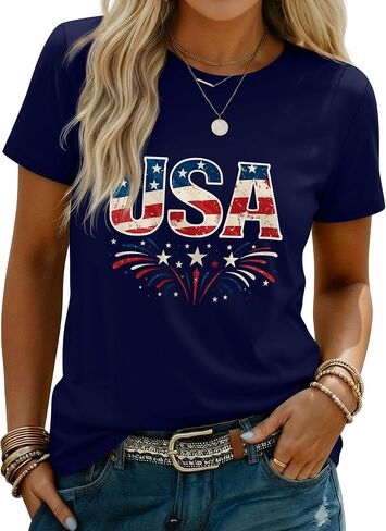 Huukeay 4th of July Shirts for Women American Flag Patriotic 250th Anniversary Independence Day Tops USA Print Outfits in Kuwait