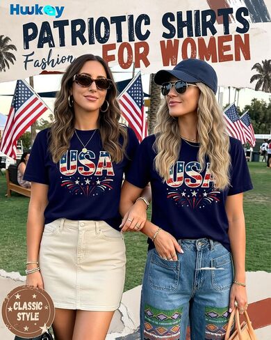 Huukeay 4th of July Shirts for Women American Flag Patriotic 250th Anniversary Independence Day Tops USA Print Outfits in Kuwait