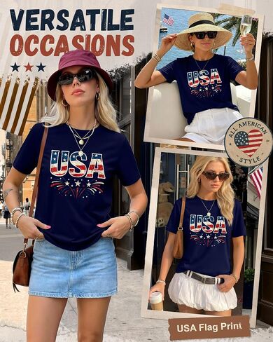 Huukeay 4th of July Shirts for Women American Flag Patriotic 250th Anniversary Independence Day Tops USA Print Outfits in Kuwait