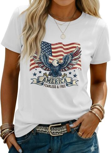 Huukeay 4th of July Shirts for Women American Flag Patriotic 250th Anniversary Independence Day Tops USA Print Outfits in Kuwait