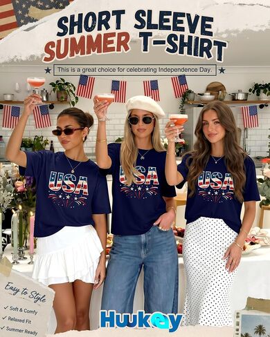 Huukeay 4th of July Shirts for Women American Flag Patriotic 250th Anniversary Independence Day Tops USA Print Outfits in Kuwait