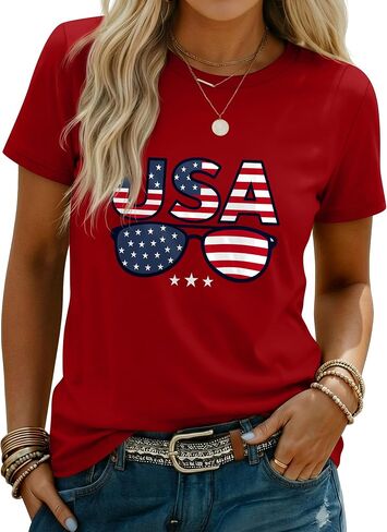Huukeay 4th of July Shirts for Women American Flag Patriotic 250th Anniversary Independence Day Tops USA Print Outfits in Kuwait