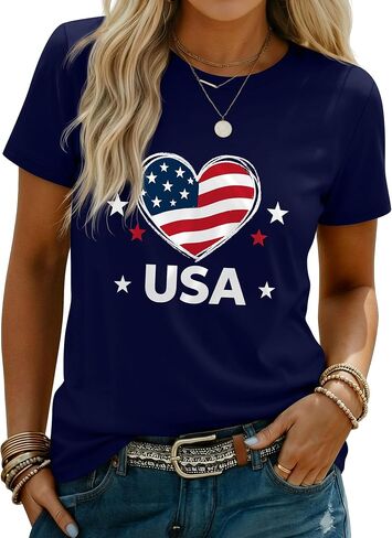 Huukeay 4th of July Shirts for Women American Flag Patriotic 250th Anniversary Independence Day Tops USA Print Outfits in Kuwait