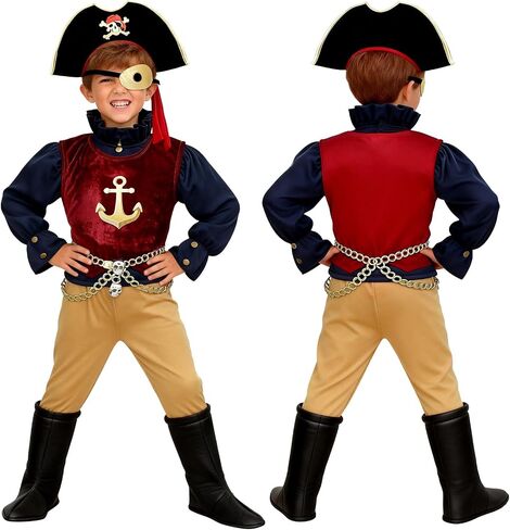 G.C Kids Pirate Costume 19-Piece Set for Boys Girls Age 3-10, Complete Halloween Birthday Party Outfit in Kuwait