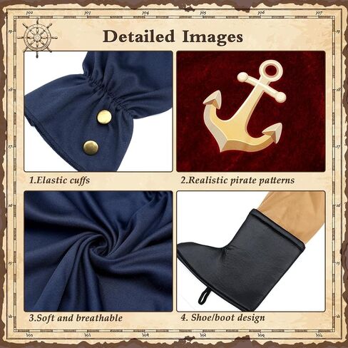 G.C Kids Pirate Costume 19-Piece Set for Boys Girls Age 3-10, Complete Halloween Birthday Party Outfit in Kuwait