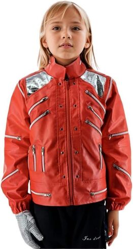 The Kings Style Beat It Red Leather Jacket Golve Children Kids Michael Costumes for Perfromance Party Imitate Birthday in Kuwait