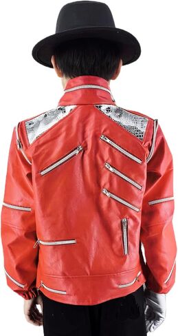 The Kings Style Beat It Red Leather Jacket Golve Children Kids Michael Costumes for Perfromance Party Imitate Birthday in Kuwait