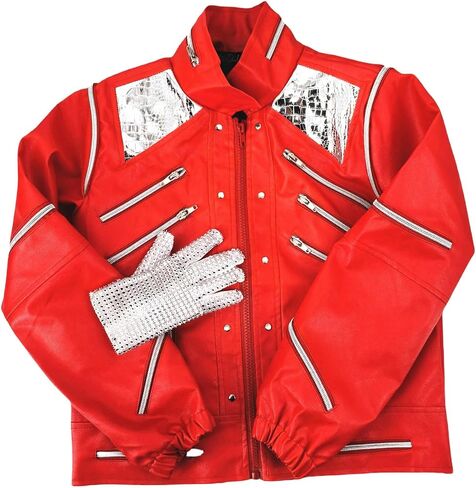 The Kings Style Beat It Red Leather Jacket Golve Children Kids Michael Costumes for Perfromance Party Imitate Birthday in Kuwait