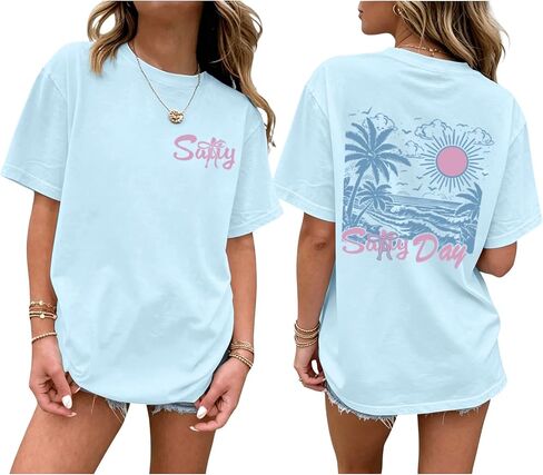 Beach Graphic Shirts for Teens Cute Hawaiian Shirts for Teen Girls Summer Tropical Salty Beachy Aesthetic Tee Tops in Kuwait