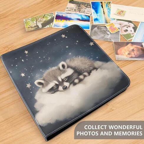 JIPONI Raccoon Starry Sky Large Photo Album, DIY Leather Cover Scrapbook Albums for 4x6 5x7 6x8 Pictures, Self Adhesive Memory Book for Wedding, Baby, Family in Saudi Arabia