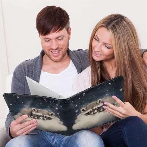 JIPONI Raccoon Starry Sky Large Photo Album, DIY Leather Cover Scrapbook Albums for 4x6 5x7 6x8 Pictures, Self Adhesive Memory Book for Wedding, Baby, Family in Saudi Arabia