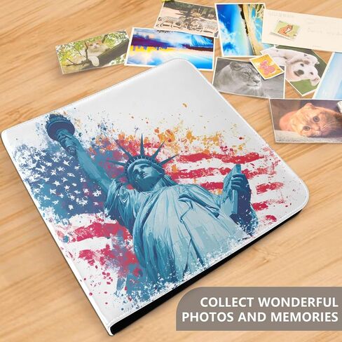 JIPONI Statue Of Liberty Watercolor Large Photo Album, DIY Leather Cover Scrapbook Albums for 4x6 5x7 6x8 Pictures, Self Adhesive Memory Book for Wedding, Baby, Family in Saudi Arabia