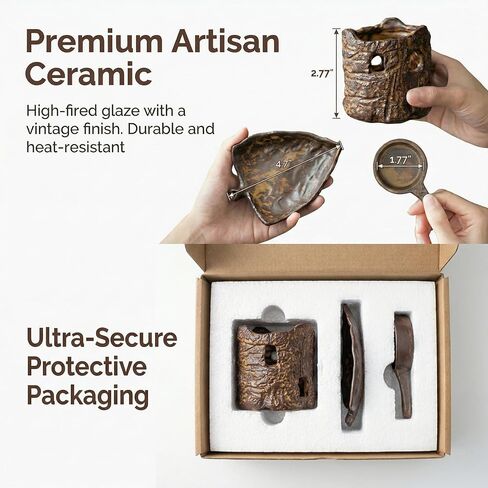 Ceramic Aromatherapy Stove Essential Oil Burner, Woodland Zen Herb Burner, Wax Melt Warmer Tea Light Candle Holder, Handmade Retro Teapot Warmer for Home Office Fragrance & Meditation Decor in Saudi Arabia