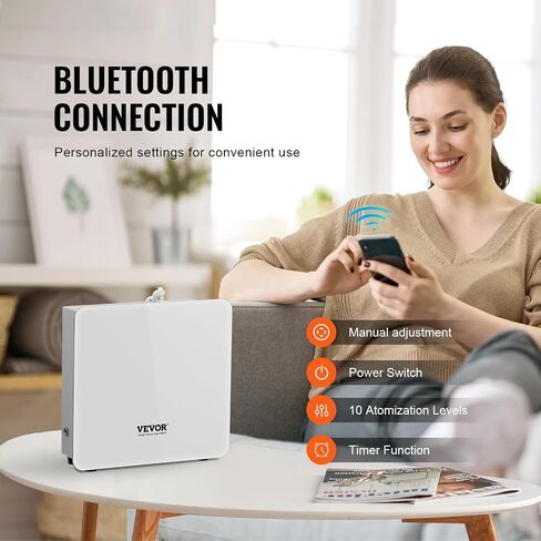 VEVOR Scent Air Machine for Home, 480ml Bluetooth Smart Essential Oil Diffuser with Cold Air Tech, Waterless Scent Diffuser Cover Up to 2500sq.ft for Business Office, Hotel, Spa, Large Room in Kuwait