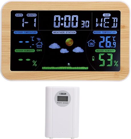 ساعة الطقس LCD، مراقب رطوبة درجة الحرارة في الأماكن المغلقة والخارجية مع توقعات الطقس على مدار 24 ساعة، عرض أسبوعي بـ 8 لغات، مراقبة خارجية ثلاثية لغرفة تخزين المرآب in Kuwait
