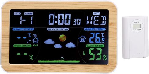 ساعة الطقس LCD، مراقب رطوبة درجة الحرارة في الأماكن المغلقة والخارجية مع توقعات الطقس على مدار 24 ساعة، عرض أسبوعي بـ 8 لغات، مراقبة خارجية ثلاثية لغرفة تخزين المرآب in Kuwait