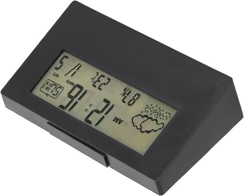 Thermohygrometer Alarm Clock with Luminous Weather Display, Digital Temperature & Humidity Monitor, Snooze Function and Night Light for Home Office School, Black or White, 13.2x7.3x3.2cm in Saudi Arabia