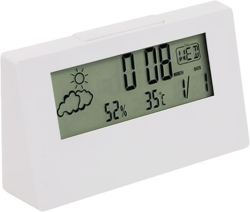 LED Thermohygrometer Alarm Clock with Luminous Display, Indoor Temperature and Humidity Monitor, Night Light and Snooze Function(White Night Light) in Saudi Arabia