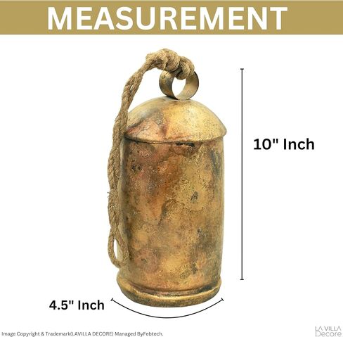 Rustic Brass Bell with Vintage Charm – Hanging Metal Ornament for Cowbells| Outdoor Garden, Holiday, and Home Accent Decor in Saudi Arabia