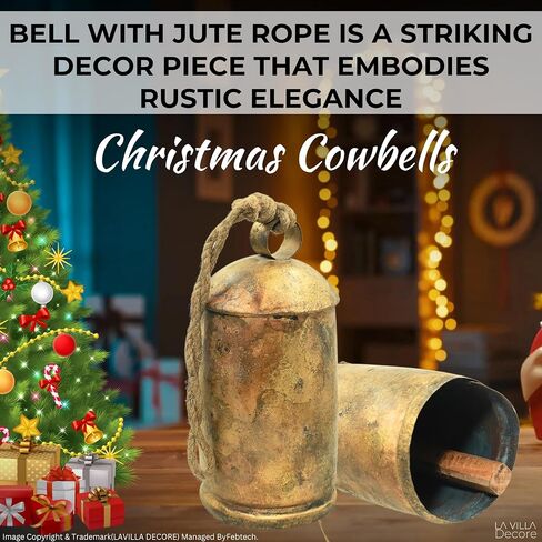 Rustic Brass Bell with Vintage Charm – Hanging Metal Ornament for Cowbells| Outdoor Garden, Holiday, and Home Accent Decor in Saudi Arabia