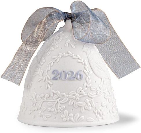 LLADRÓ Christmas Bell Year 2026 Blue. Decorative Ornament in Matte Porcelain with Blue Details. Porcelain Christmas Bell. in Saudi Arabia