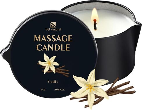 6 oz Massage Oil Candles Low Heat Massage Candle Wax Therapy Body Oil Valentines for Spa, Relaxation, Couples Gifts, or Self-Care in Kuwait