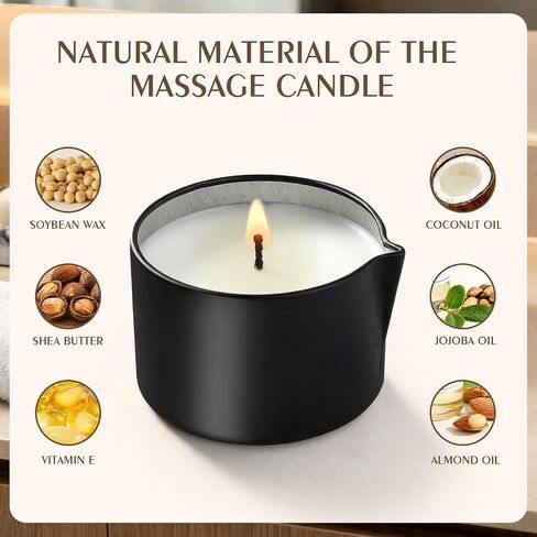 6 oz Massage Oil Candles Low Heat Massage Candle Wax Therapy Body Oil Valentines for Spa, Relaxation, Couples Gifts, or Self-Care in Kuwait
