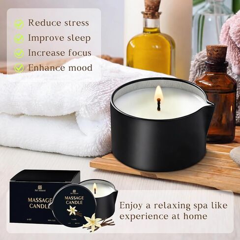 6 oz Massage Oil Candles Low Heat Massage Candle Wax Therapy Body Oil Valentines for Spa, Relaxation, Couples Gifts, or Self-Care in Kuwait