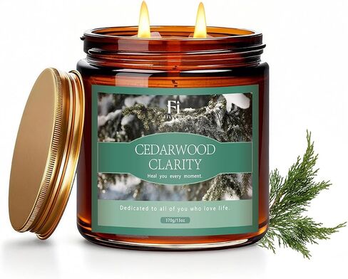 Cedarwood Scented Soy Candle 13oz, Clean Burning Jar Candle with Cotton Wick, Up to 76 Hour Burn, Woodsy Aromatherapy Candle for Relaxation & Focus, Housewarming Gift in Saudi Arabia