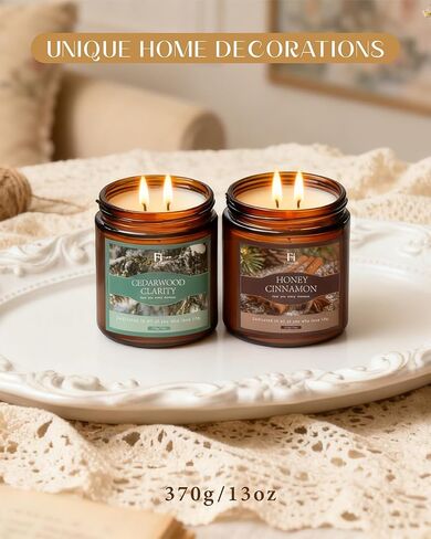 Cedarwood Scented Soy Candle 13oz, Clean Burning Jar Candle with Cotton Wick, Up to 76 Hour Burn, Woodsy Aromatherapy Candle for Relaxation & Focus, Housewarming Gift in Saudi Arabia