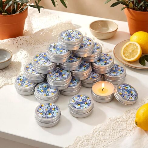 Conelist 24 Pcs Lemon Party Favors Blue and White Lemon Candles Gift Mediterranean Party Supplies Mini Candles Bulk for Amalfi Coast Blue Yellow Tiles Bridal Wedding Shower in Kuwait