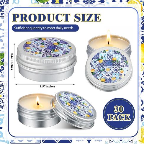 Conelist 24 Pcs Lemon Party Favors Blue and White Lemon Candles Gift Mediterranean Party Supplies Mini Candles Bulk for Amalfi Coast Blue Yellow Tiles Bridal Wedding Shower in Kuwait