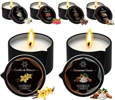 6 Pack Massage Candle Set, Low Temp Scented Massage Oil Candles, Soy & Coconut Oil Based Candles for Home Spa Relaxation in Kuwait