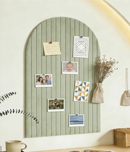 Large Arched Felt Bulletin Board, Sized 36" x 24" for Office & Wall Decor – 6 Customizable Adhesive Tiles with Pins are Perfect to Display Your Photos (Sage Green) in Saudi Arabia