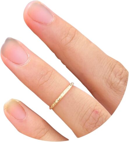 Handmade 14K Gold Filled Adjustable Hammered Ring for Women – Open Band Stackable Stacking Ring, Thin Textured Minimalist Statement Ring, Non Tarnish Dainty Boho Knuckle Thumb Midi Ring, One Size Fits Most, Mothers Day Gifts in Kuwait