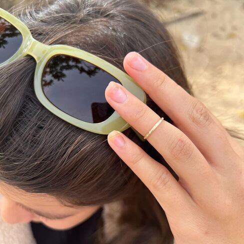 Handmade 14K Gold Filled Adjustable Hammered Ring for Women – Open Band Stackable Stacking Ring, Thin Textured Minimalist Statement Ring, Non Tarnish Dainty Boho Knuckle Thumb Midi Ring, One Size Fits Most, Mothers Day Gifts in Kuwait