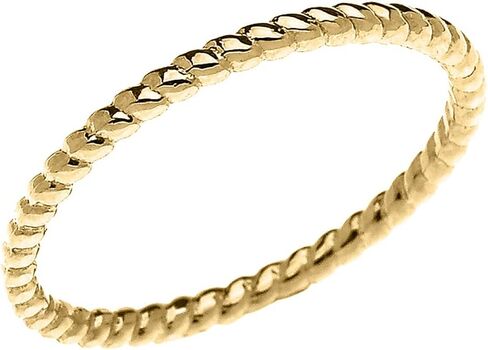 14K Yellow Gold Dainty Stackable Rope Cable Design Slender Band Ring in Saudi Arabia