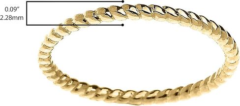 14K Yellow Gold Dainty Stackable Rope Cable Design Slender Band Ring in Saudi Arabia