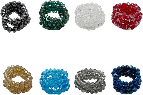 Crystal Stretch Rings Set Stackable Glass Beaded Rings for Women in Saudi Arabia
