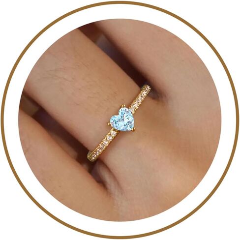 Honsny Heart Birthstone Gold Rings for Women Non Tarnish 14K Gold Plated Stackable CZ Gemstone Emerald Pinky Ring Dainty Engagement Promise Rings for Her Waterproof Jewelry Graduation Gifts Size 6-10 in Kuwait