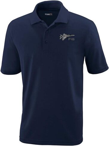 Custom Performance Golf Tees F-15 Aircraft Name Embroidery Polyester Short Sleeves Polo Shirts for Men Navy Design Only Large in Kuwait